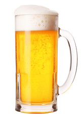 Frosty glass of light beer set isolated on a white background. AI Generative