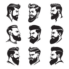 Set of logos for a hairdressing salon, Stylish barber shop logos
