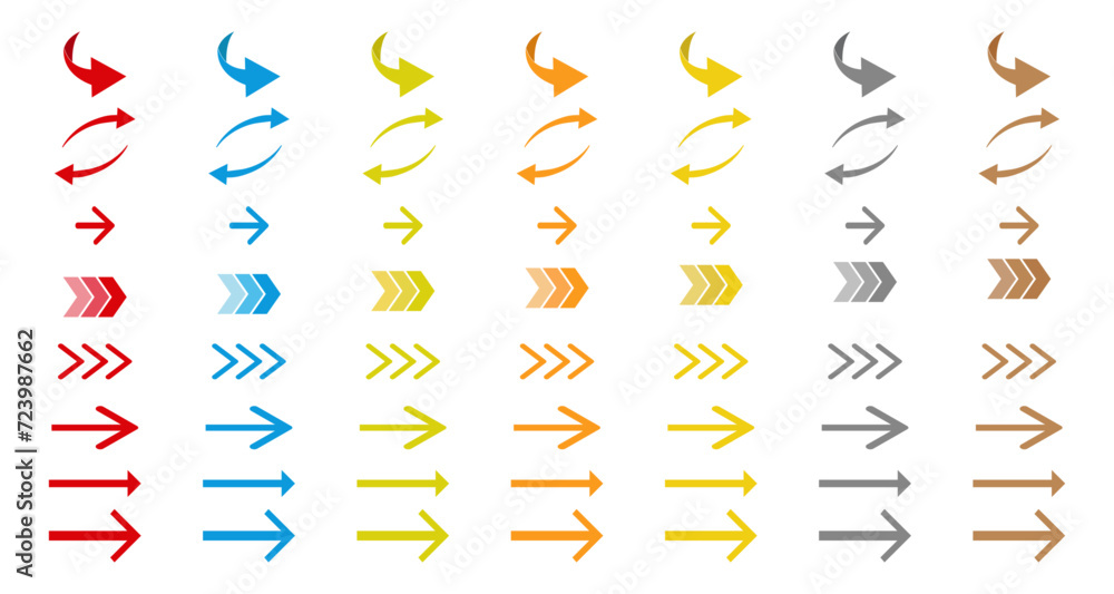 Poster set of arrows icon. colorful arrow symbols. arrow isolated on transparent background. vector illustr