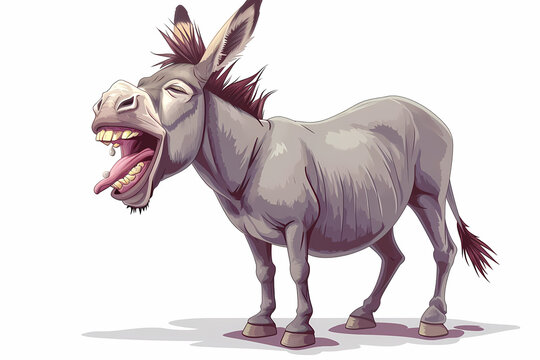 cartoon illustration donkey with big teeth