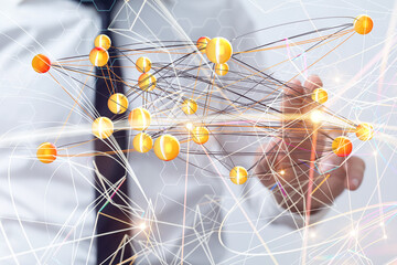 Abstract network of physical devices on the Internet using a network connection with statistics...