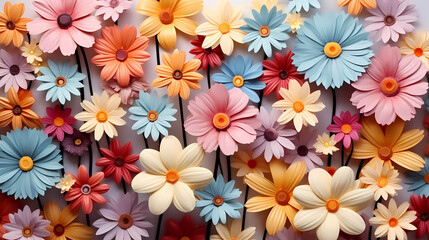 Colorful flowers background, spring season concept