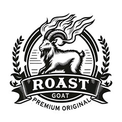illustration  design logo vintage roast goat