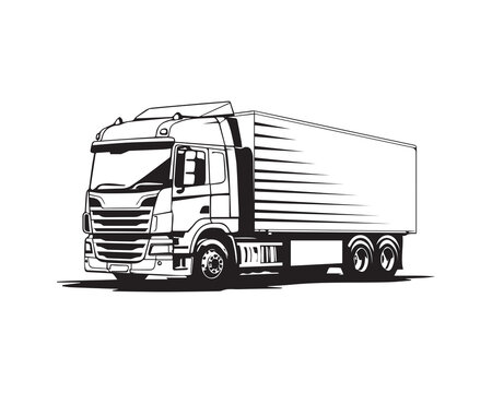 Heavy truck black and white vector design