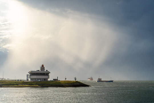 View of the Dow chemical plant from the harbour of Terneuzen.  