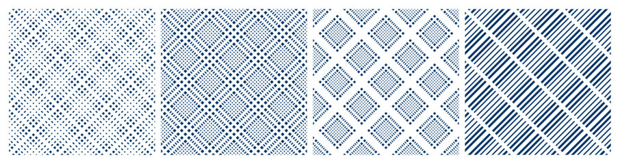 Set of Seamless Geometric Checked, Dots and Striped Patterns. - 723988609
