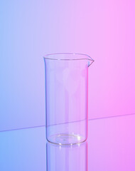 High glass beaker, kitchen utensil. Used for liquid.