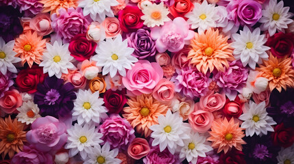 Colorful flowers background, spring season concept
