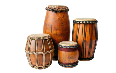 Conga Drums: Tall, narrow, single-headed drums of different sizes isolated on Transparent background.