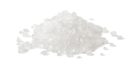 Pile of salt crystals isolated on white background