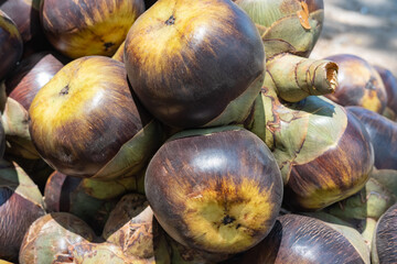 Close up view of Ice Apple fruits (Buah Siwalan or Lontar) on a local seller.