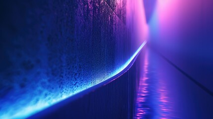 A detailed texture of a wall under a gradient of neon blue and pink lights, offering a serene and modern ambiance.
