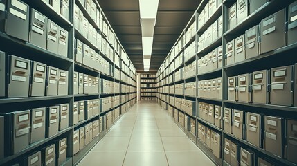 Sunlight filters through the windows, illuminating the rows of carefully preserved documents