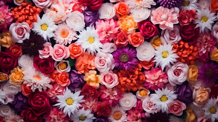 Obraz na płótnie Canvas Colorful flowers background, spring season concept