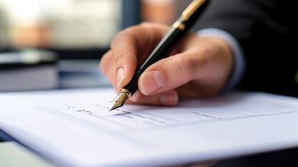 Naklejka premium Close-up of Signing Document paper 