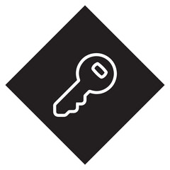 Key icon vector. Key logo design. Key vector icon illustration in rhombus isolated on white background