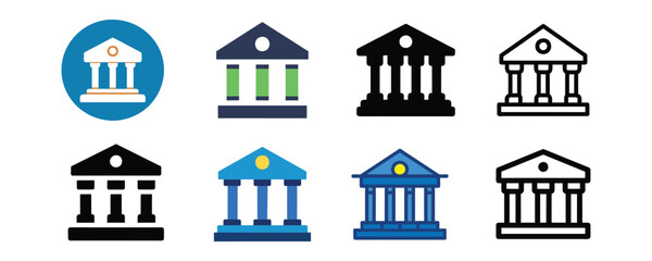 Bank icon set. Vector graphic illustration. Suitable for website design, logo, app, template, and ui
