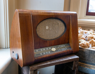 Vintage radio. Wellington Museum at Queens Warf. City of Wellington New Zealand.