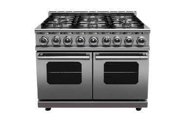 Gas and Electric Dual Fuel Range for Cooking, Dual Fuel Range with Gas Stove and Electric Oven isolated on Transparent background.