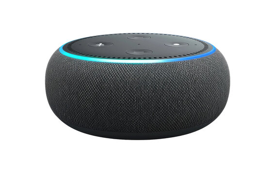 Echo Dot 5th Gen With bigger vibrant sound isolated on Transparent background.