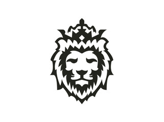 Royal king lion crown symbols. animal logo premium luxury brand identity icon, vector, illustration.