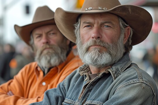 Farmer holding a sign with the inscription "No Taxes" against the backdrop of the countryside. Concept: protest movement against tax pressure on agriculture or illustration of socio-economic studies o