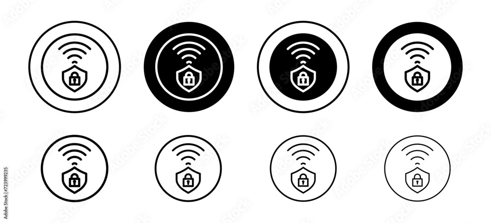 Aufkleber wifi security vector icon set collection. wifi security outline flat icon.