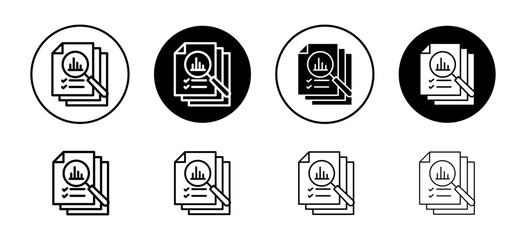 Scrutiny info vector icon set collection. Scrutiny info Outline flat Icon.