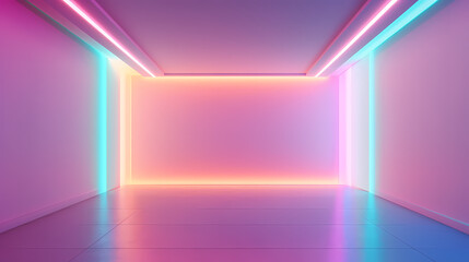 Empty room with neon lights