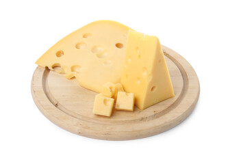 Cut fresh delicious cheese isolated on white