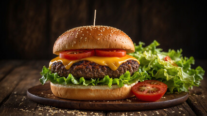  Cheeseburger with Lettuce, Tomato and Cheese