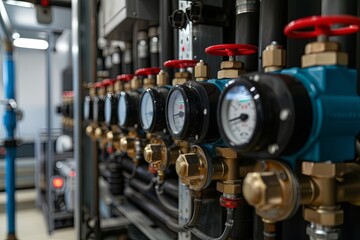 Central heating and cooling system control in a boiler room 