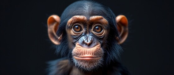 The Monkey's Face, A Close-Up of a Chimpanzee, The Eyes of a Young Monkey, The Facial Features of a Juvenile Chimp.