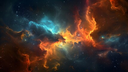 Fototapeta premium Cosmic Inferno: A Stellar Nursery's Fiery Glow