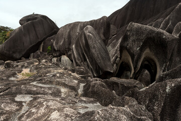 Black granitre rocks of the Giant Union Rock. Natural landmark