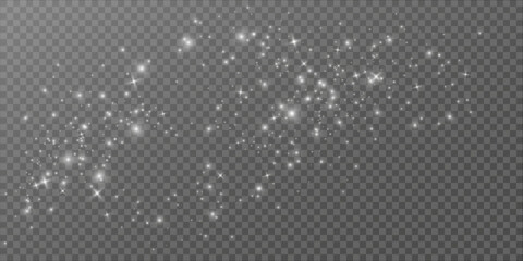 Bokeh light lights effect background. White png dust light. Christmas background of shining dust Christmas glowing light bokeh confetti and spark overlay texture for your design.