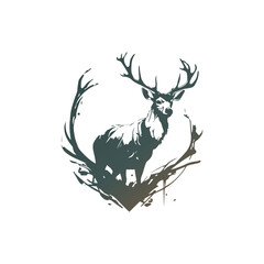 Logo illustration of a perfect deer, silhouette of a deer. Vector