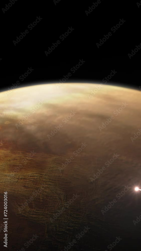 Wall mural vertical video of meteors entering a planets atmosphere and disintegrating as the planet revolves