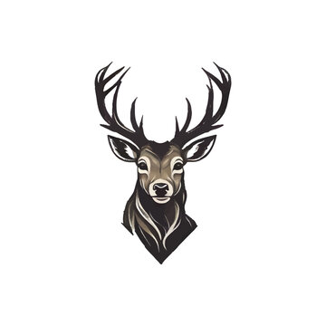 Deer head with antlers illustration of wild animal