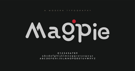Magpie Elegant modern alphabet fonts, abstract uppercase letters and numbers in Classic fashion discreet design. - obrazy, fototapety, plakaty