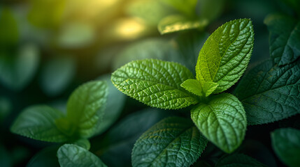 Mint leaves flourishing in a lush garden, embodying the essence of nature's freshness and vitality