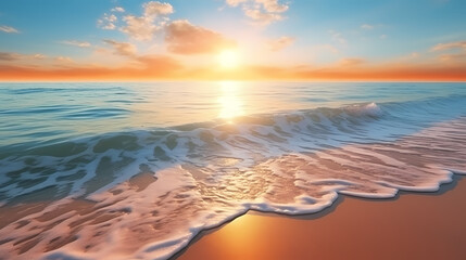 Aerial view of beautiful beach, simple, calm composition in clear blue