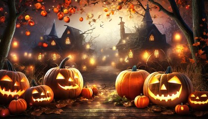halloween background with pumpkin and candles