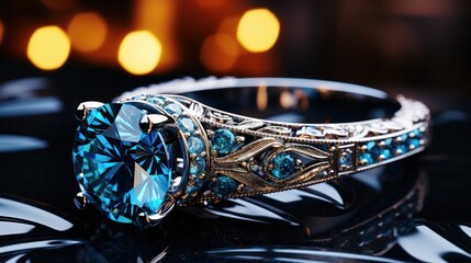 Naklejka premium Beautiful engagement ring with diamonds UHD Wallpaper