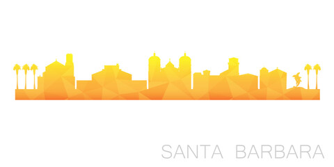 Santa Barbara, CA, USA Low Poly Skyline Clip Art City Design. Geometric Polygon Graphic Horizon Icon. Vector Illustration Symbol.