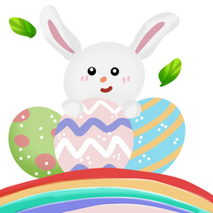 Fototapeta premium easter bunny with eggs