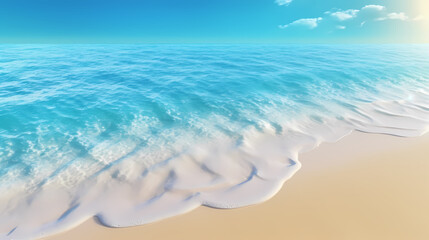 Aerial view of beautiful beach, simple, calm composition in clear blue