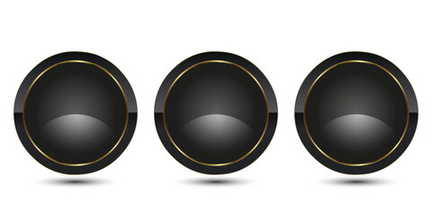 Set of three Circle buttons vector for UI buttons, Luxury button design, gold circle dark button, premium button on Dark background, vector illustration