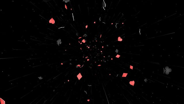 Falling French Poker Card Suit Symbol Animation, on Alpha Channel, Loop
