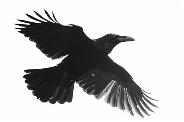 Fototapeta premium Flying raven isolated on white background